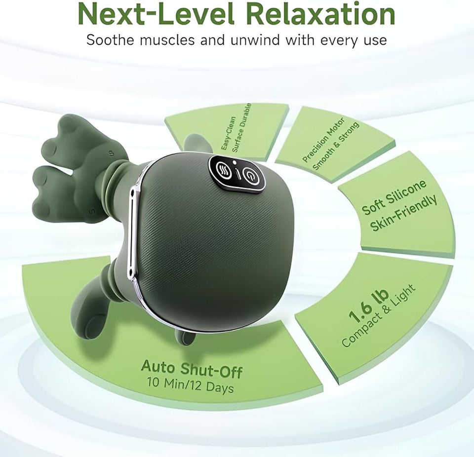 Portable Shoulder and Neck Massager with Soothing Heat – Deep Tissue Electric Massager for Pain & Stress Relief, Cordless Lightweight Design with One-Button Operation