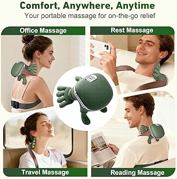 Portable Shoulder and Neck Massager with Soothing Heat – Deep Tissue Electric Massager for Pain & Stress Relief, Cordless Lightweight Design with One-Button Operation