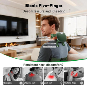 Portable Shoulder and Neck Massager with Soothing Heat – Deep Tissue Electric Massager for Pain & Stress Relief, Cordless Lightweight Design with One-Button Operation