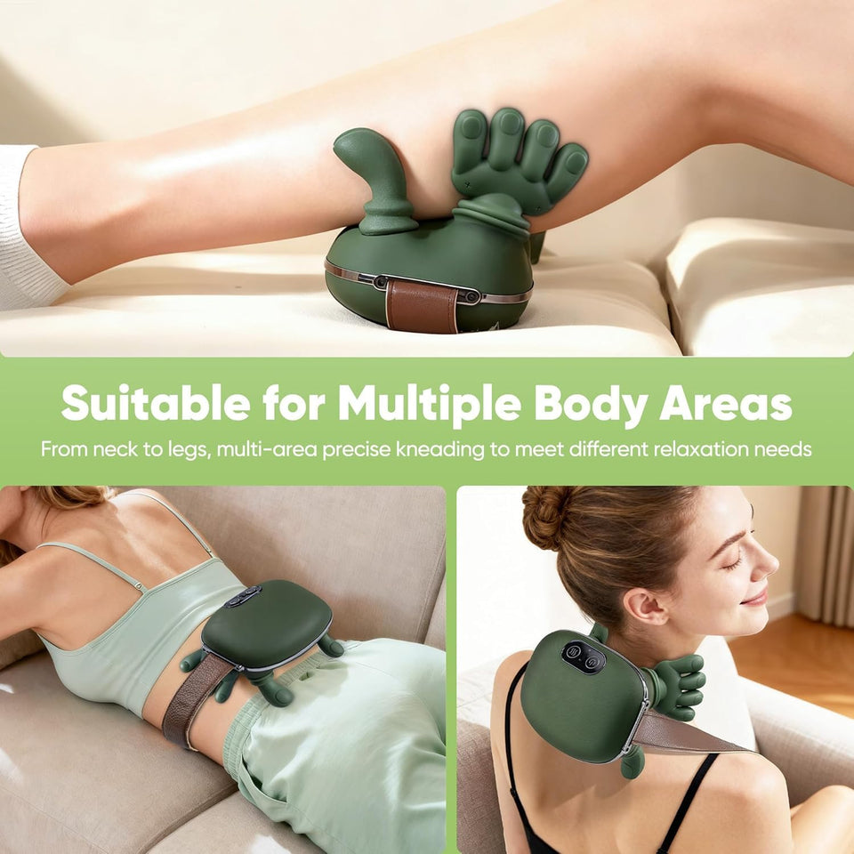 Portable Shoulder and Neck Massager with Soothing Heat – Deep Tissue Electric Massager for Pain & Stress Relief, Cordless Lightweight Design with One-Button Operation