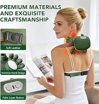 Portable Shoulder and Neck Massager with Soothing Heat – Deep Tissue Electric Massager for Pain & Stress Relief, Cordless Lightweight Design with One-Button Operation